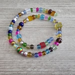 001 Multi- color, mult-size glass beads for jewelry making 16 inch strand